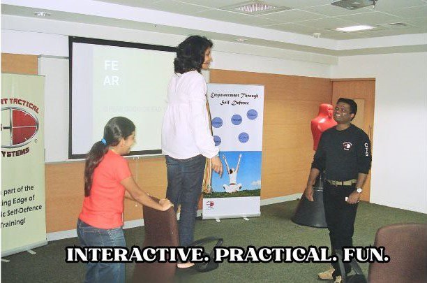 Interactive. Practical. Fun. session for corporate Self Defence Training