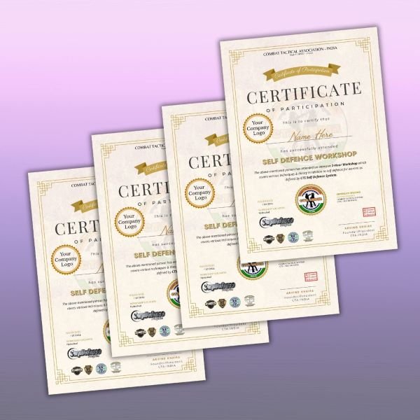 Certificates for corporate self defence workshop image