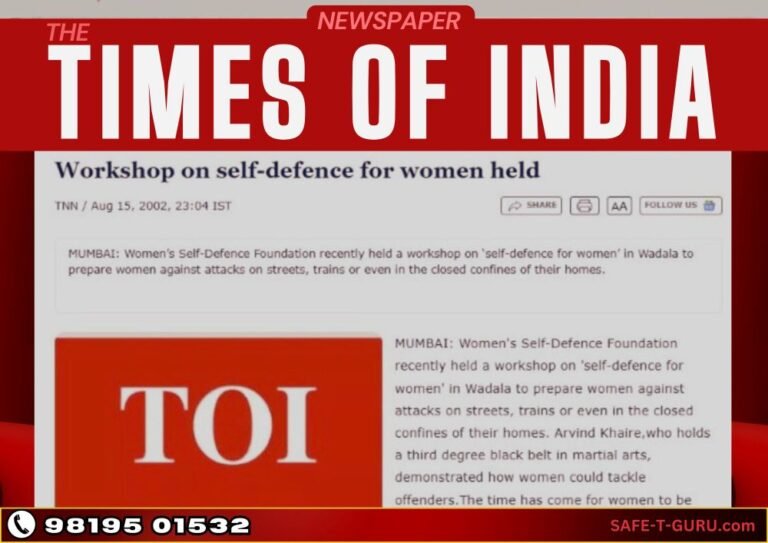 The Times of India Newspaper: Marine Drive Women Take Self Defence Class article clipping