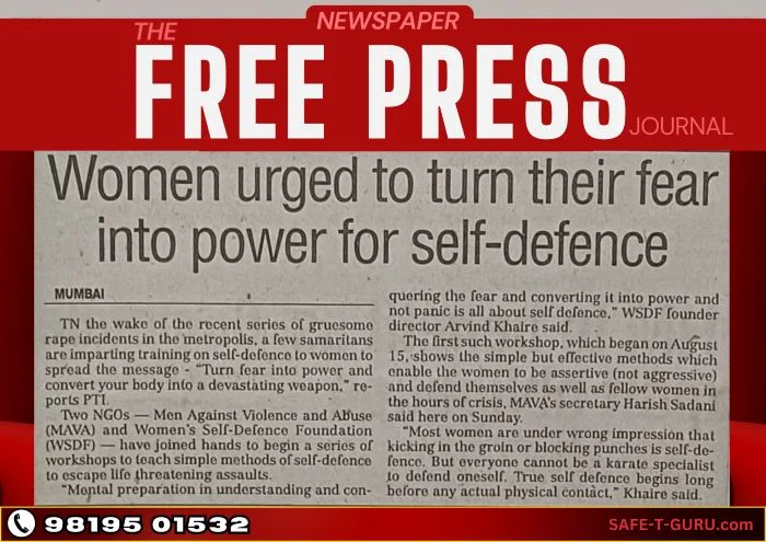The Free Press Journal Newspaper: Women Urged to Turn Fear into Power article clipping