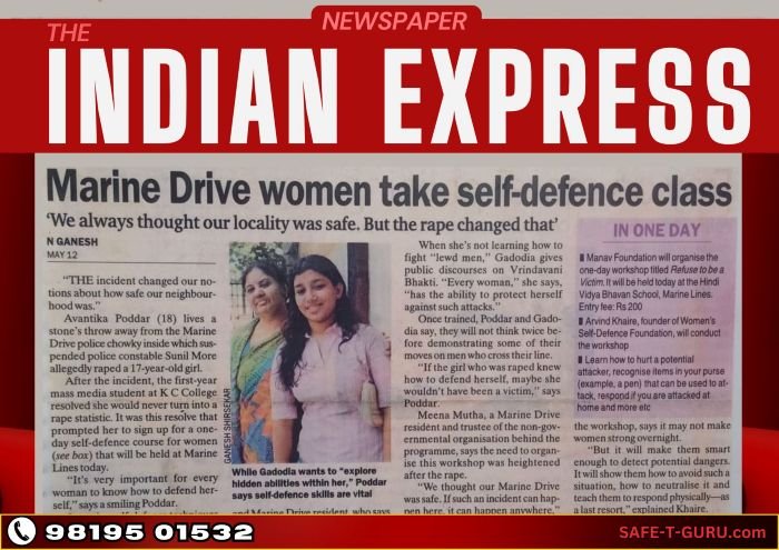 The Indian Express Newspaper: Marine Drive Women Take Self Defence Class article clipping