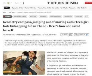 Times of India Article: Geometry compass, jumping out of moving auto: Teen girl foil ..