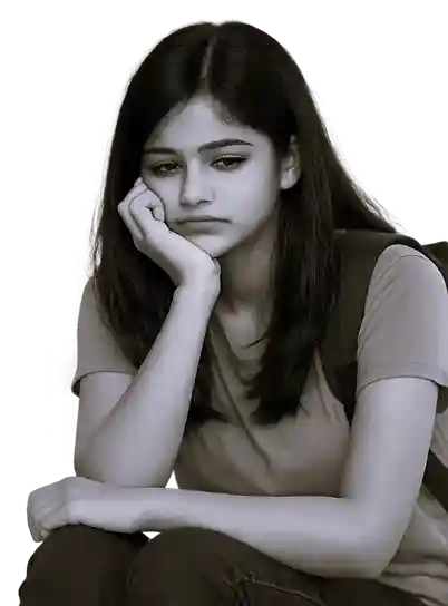 Worried, Sad School Girl — Problem / Before self defence workbook for girl Training